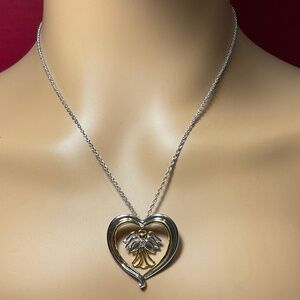 BGE Sterling Silver Guarding Angel 👼 Heart Shape Pendant. 19.25 inches long